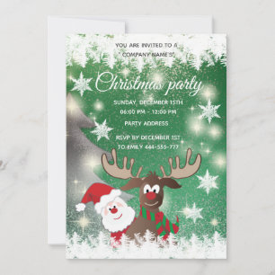 Convite Papais noeis engraçados de renas festas de Natal