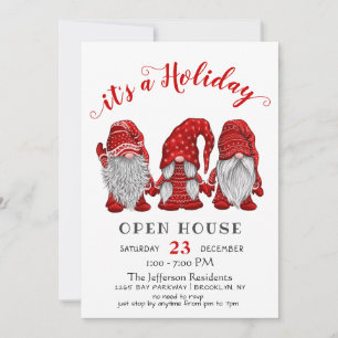 Convite Papais noeis Engraçados Gnomos Natal Casa Aberta