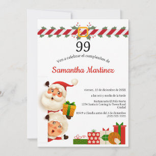 Convite Papais noeis Espanhóis e Sra. Claus Natal 99º Aniv
