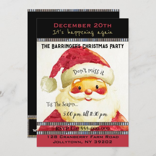 Convite Papais noeis estão a caminho da festa de Natal (Frente/Verso)