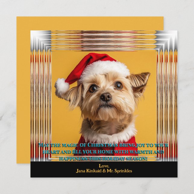 Convite Papais noeis estão no caminho Foto de Natal Yorkie (Frente/Verso)