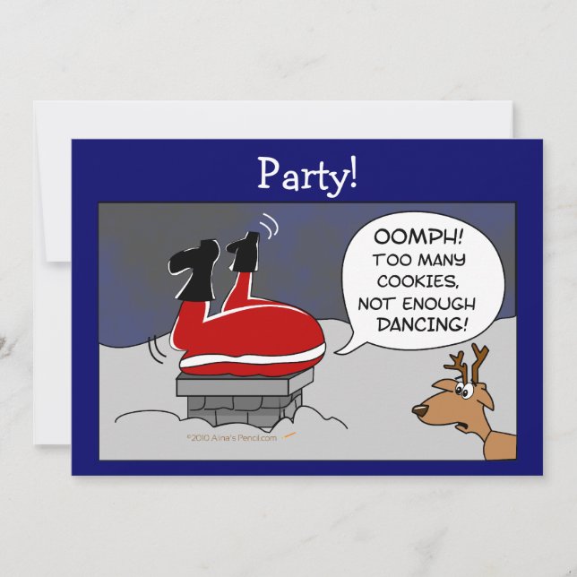 Convite Papais noeis Fat Presos Engraçados Caricatura De N (Frente)