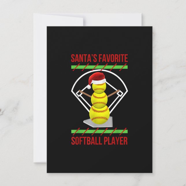Convite Papais noeis Favoritos do Softball Player Softball (Frente)