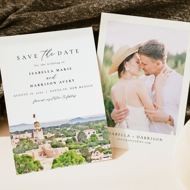 Convite PAPAIS NOEIS FE Novo México Skyline Salvar Data (Criador carregado)