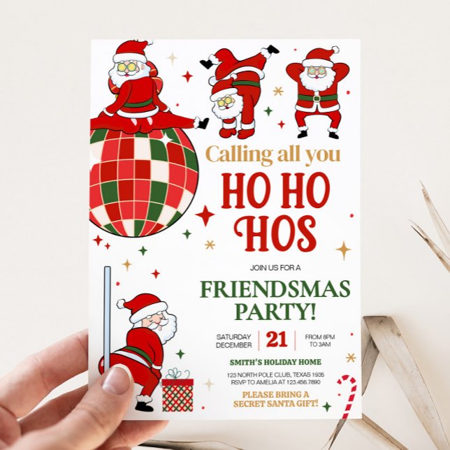 Convite Papais noeis Festa de Natal Engraçada (Funny Santa Friendsmas Christmas Party Invitation
)