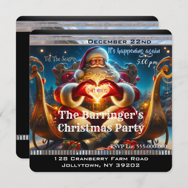 Convite Papais noeis Festivos Festa de Natal (Frente/Verso)