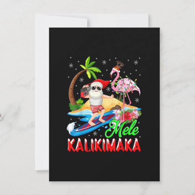 Convite Papais noeis Flamingo do Havaí Mele Kalikimaka Mer (Frente)