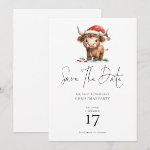 Convite Papais noeis Highland Cow Christmas Salvar data