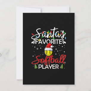 Convite Papais noeis Jogador de Softball Favorito - Feliz