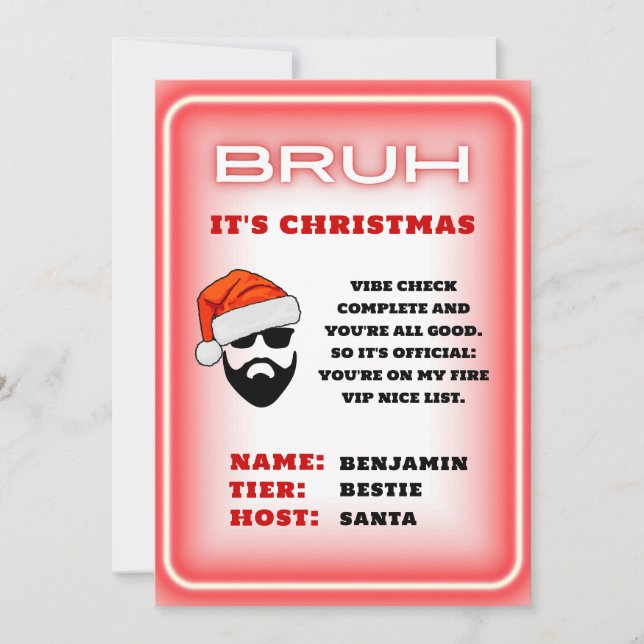 Convite Papais noeis - Letra para adolescente | Lista Nice (Frente)