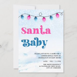Convite Papais noeis Luzes de Natal Bebê Revelação de Gêne