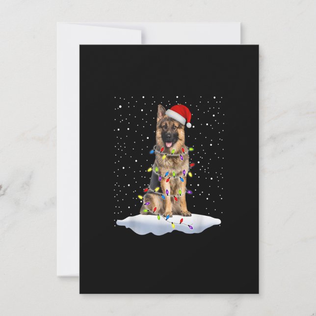 Convite Papais noeis Luzes de Natal German shepherd Cachor (Frente)