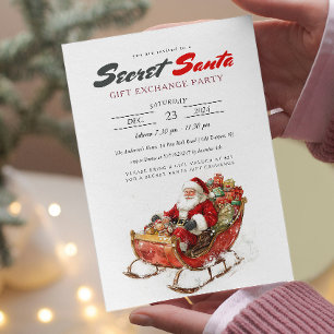 Convite Papais noeis modernos Sleigh Secret Papais noeis F