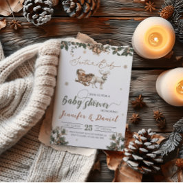 Convite Papais noeis Natal Verde Chá de fraldas de inverno