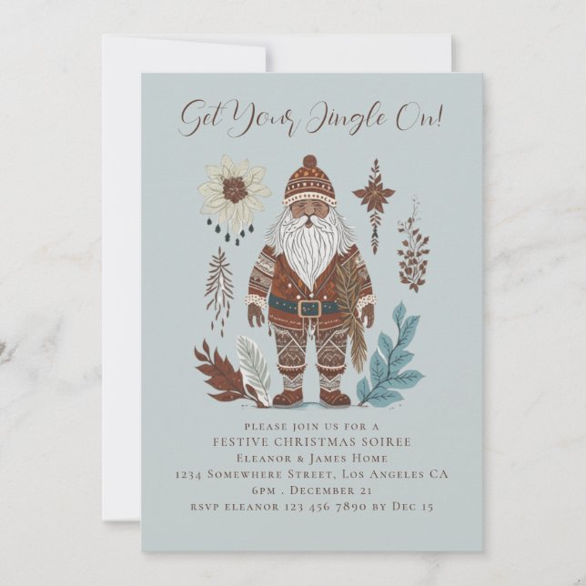 Convite Papais noeis Nórdicos Feliz Natal (Frente)