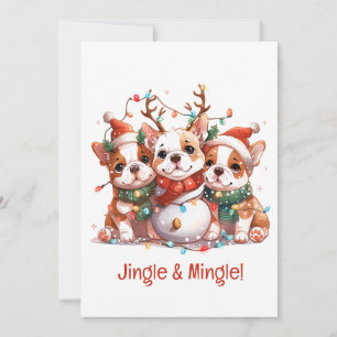 Convite Papais noeis para o Bulldog em Inglês de Natal