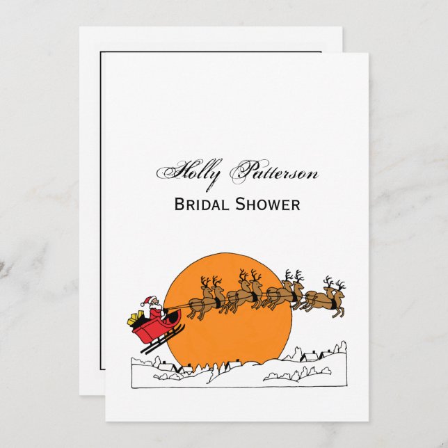 Convite Papais noeis Reindeer Sobre A Lua Urbana Coberta D (Frente/Verso)