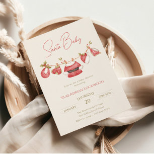 Convite Papais noeis Roupas de bebês Chá de fraldas de inv