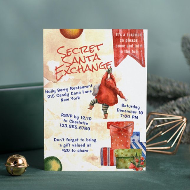 Convite Papais noeis Secretos Festa de Natal Moderna Water (Criador carregado)