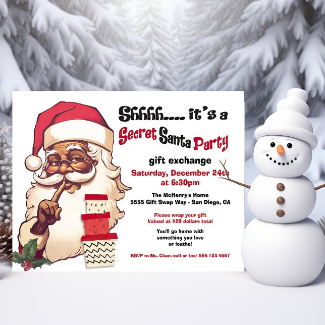 Convite Papais noeis Secretos Troca de Ofertas Afro-Americ (Criador carregado)