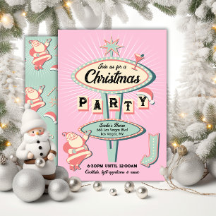 Convite Papais noeis - Sinal de Festa de Natal - Retro