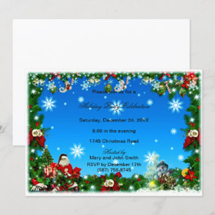 Convite Papais noeis Snowman Flocos de Natal Convidam