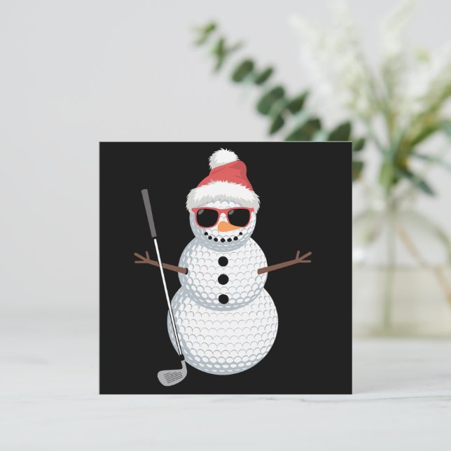 Convite Papais noeis Snowman Golf Ball Golfer Golfer Gift  (Em pé/Frente)