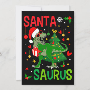Convite Papais noeis TRex Kid Natal Dinossauro Árvore Rex