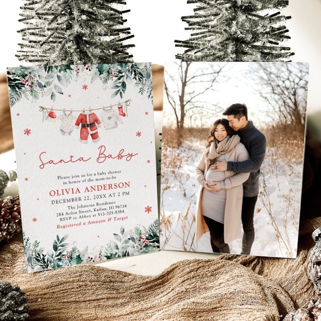 Convite Papais noeis Vermelhos Chá de fraldas de Clothline (Criador carregado)