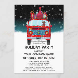Convite Papais noeis vermelhos lindos Van Reindeer Dog Fer