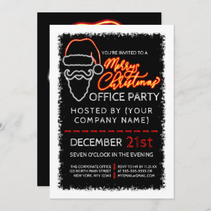 Convite Papais noeis Vermelhos Modernos, Neon, Natal Corpo