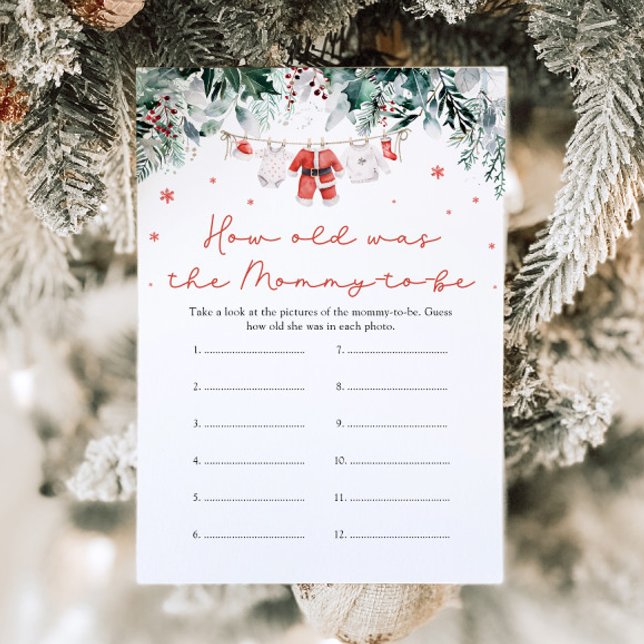 Convite Papais noeis Vermelhos Natal Quantos Anos Tinham O (Watercolor Christmas Red Santa Baby How Old Was Mommy Game)