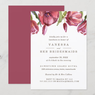 Convite Papas Vermelhas Casamento Elegante BRIDESMAIDS Lun