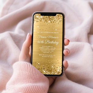 Convite Papel Alumínio Dourado Brilhante 40º Aniversário