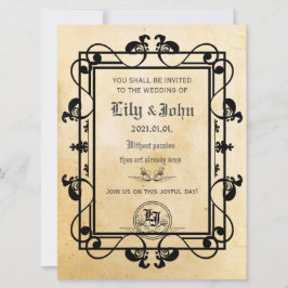 Convite Papel antigo medieval personalizável