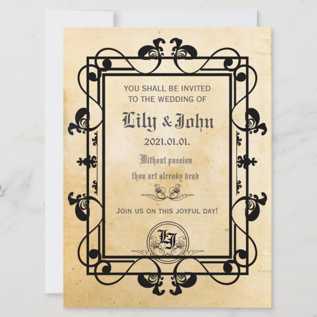 Convite Papel antigo medieval personalizável (Frente)