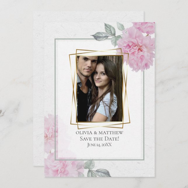 Convite Papel-arroz cor-de-rosa romântico Barefoot Bride™ (Frente/Verso)