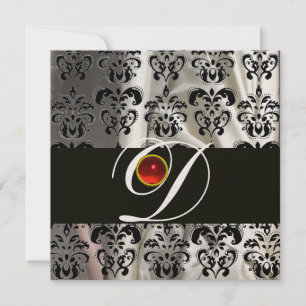 CONVITE PAPEL BRANCO NEGRO MONOGRAMA DE ROUBO VERMELHO