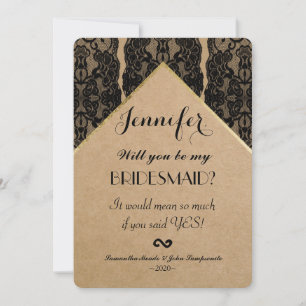 Convite Papel Chic & Classy Black Lace, Dourado e Reciclad