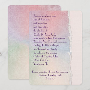 Convite Papel Damask Pastel com borda rasgada
