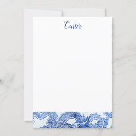 Convite Papel de Carta Azul e Dragão Branco