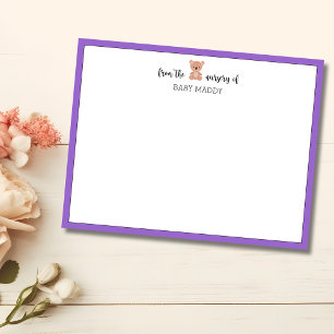 Convite Papel de carta de berçário do ursinho Teddy na mod