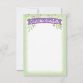Convite Papel de carta de faixa verde e roxa