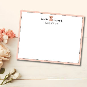 Convite Papel de carta de maternério Urso de pelúcia Rosa