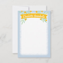 Convite Papel de Carta Floral Amarelo e Azul