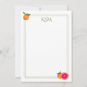 Convite Papel de carta para monograma de toranja