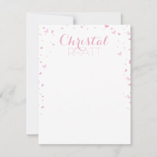 Convite Papel de Carta Personalizado Confetti Corações Ros