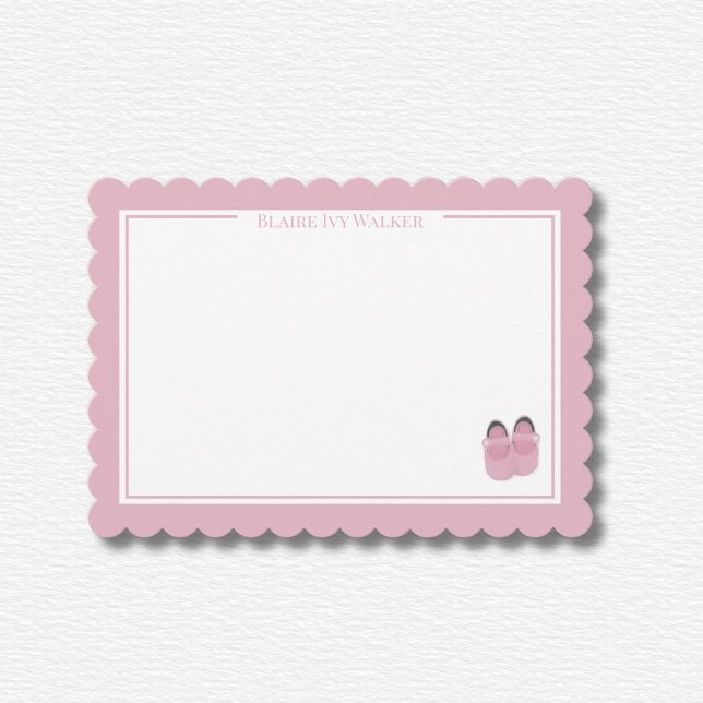 Convite Papel de Carta Scalloped Rosa Personalizado (Criador carregado)