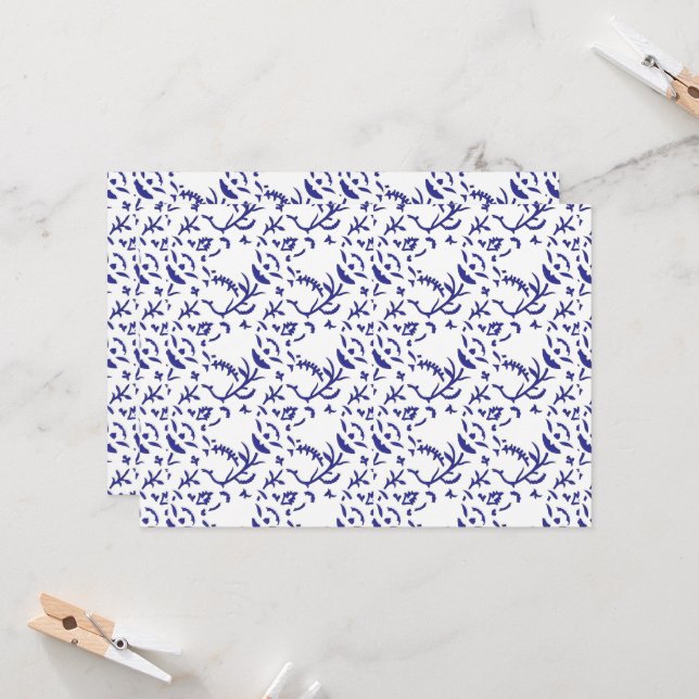 Convite Papel de embrulho azul e branco com um gráfico (Frente/Verso In Situ)