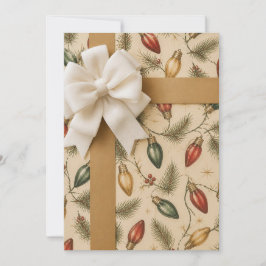 Convite Papel de embrulho de Luzes de Natal Vintage | Eleg